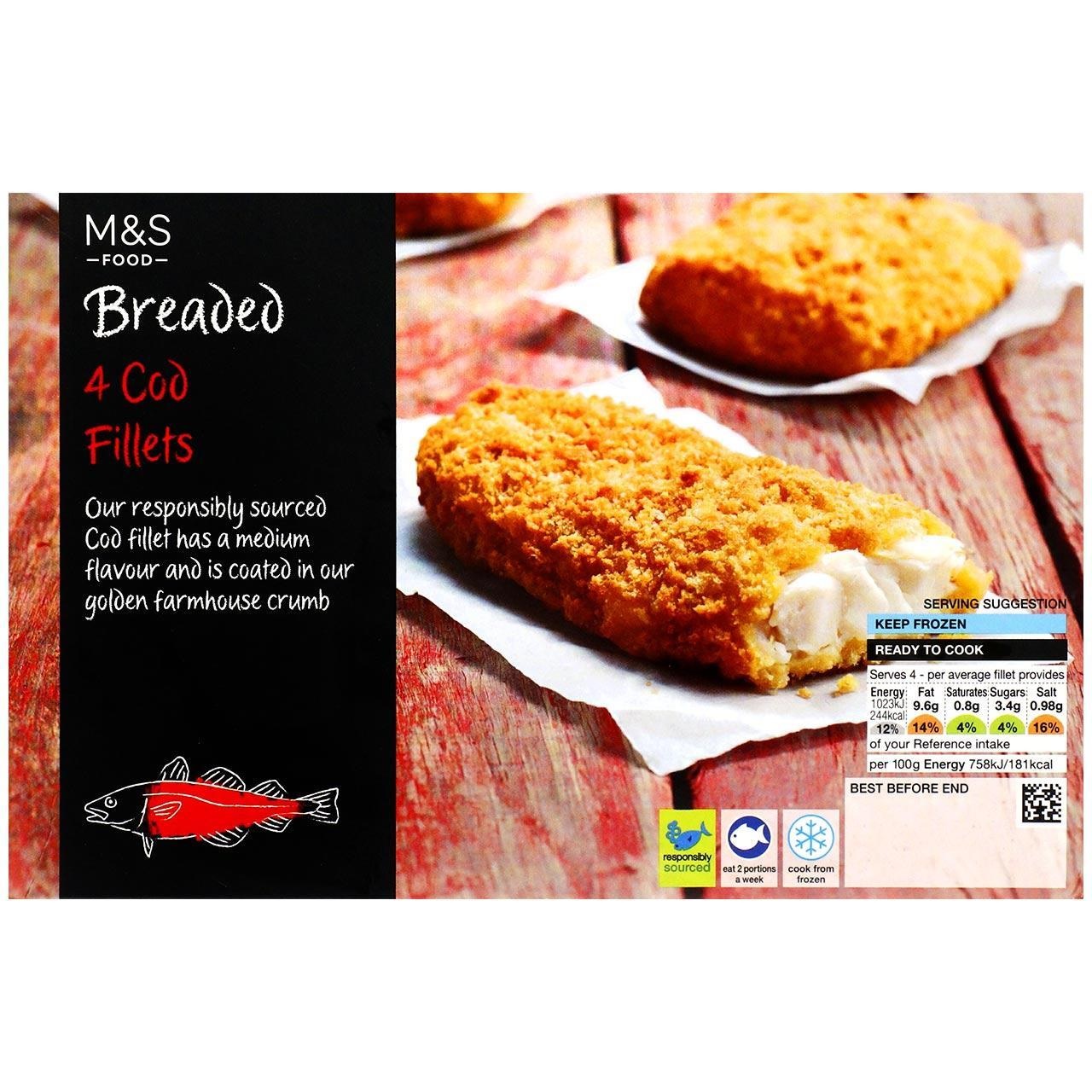 4 Breaded Cod Fillets Marks & Spencer Cyprus