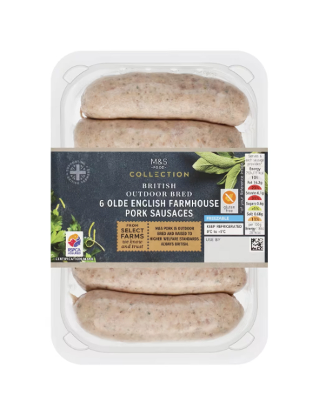 Collection British Outdoor Bred Olde English Farmhouse Pork Sausages Collection British Outdoor Bred Olde English Farmhouse Pork Sausages
