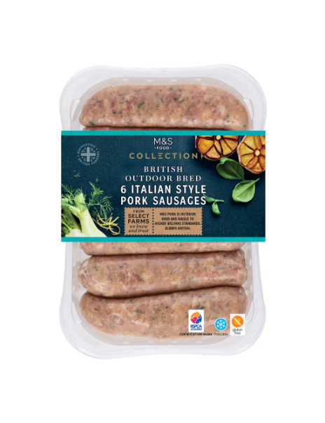Collection British Outdoor Bred 6 Italian Style Pork Sausages Collection British Outdoor Bred 6 Italian Style Pork Sausages