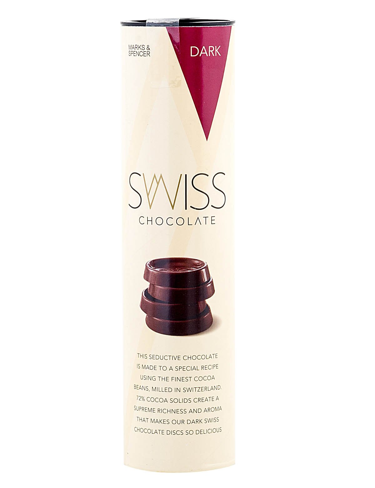 Swiss Dark Chocolate Disc Tube Swiss Dark Chocolate Disc Tube