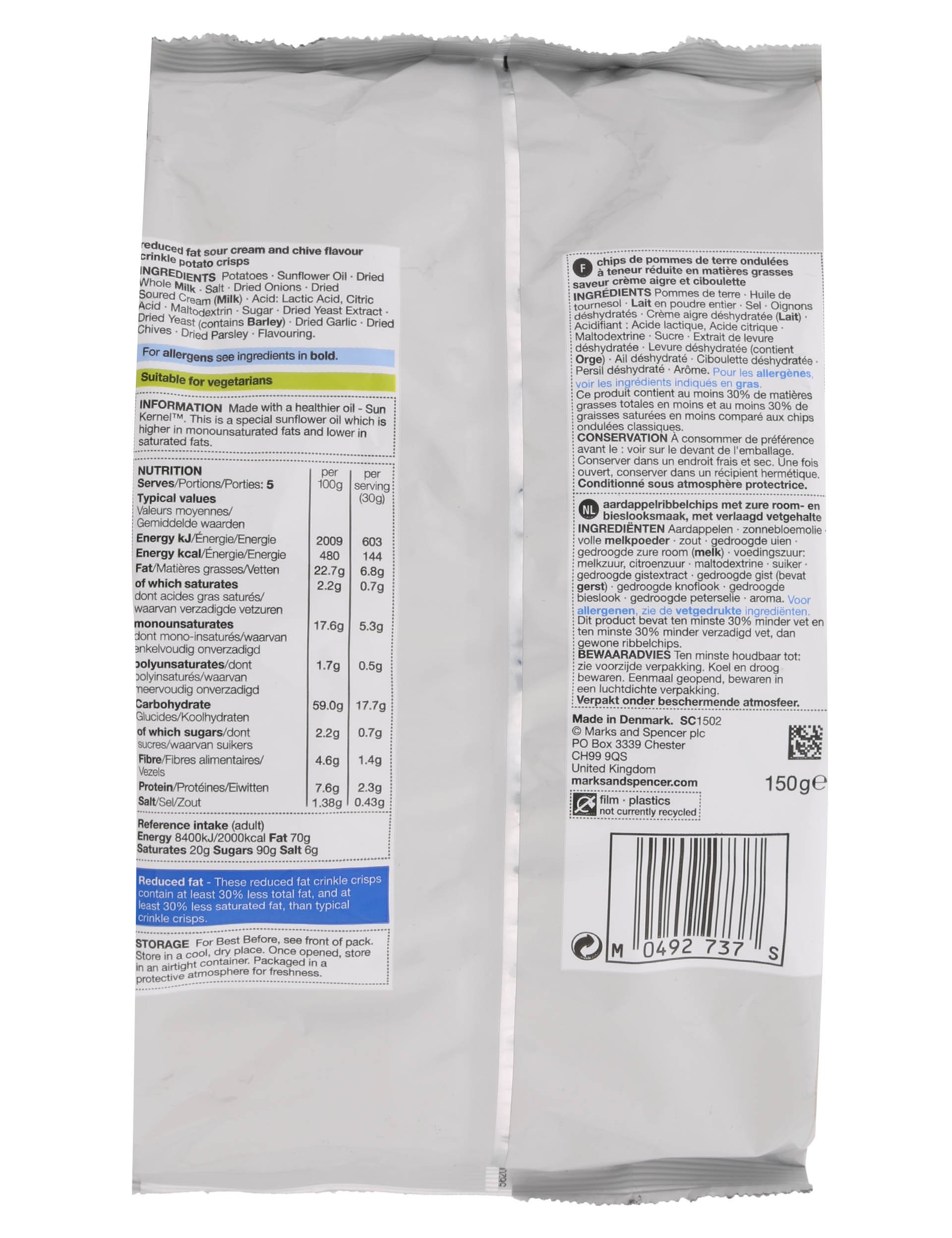 Reduced Fat Crisps Sour Cream & Chives