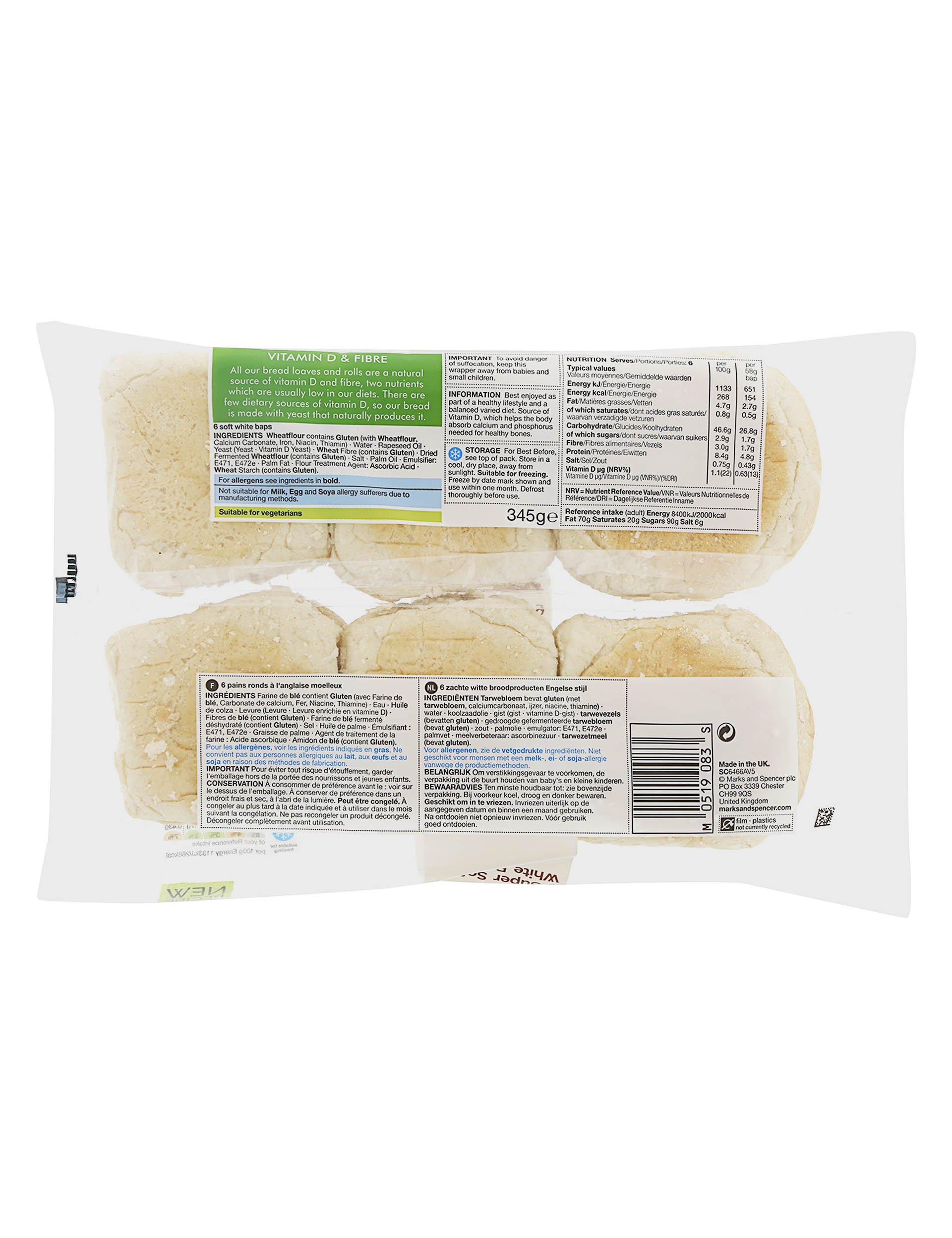 6 Super Soft White Baps