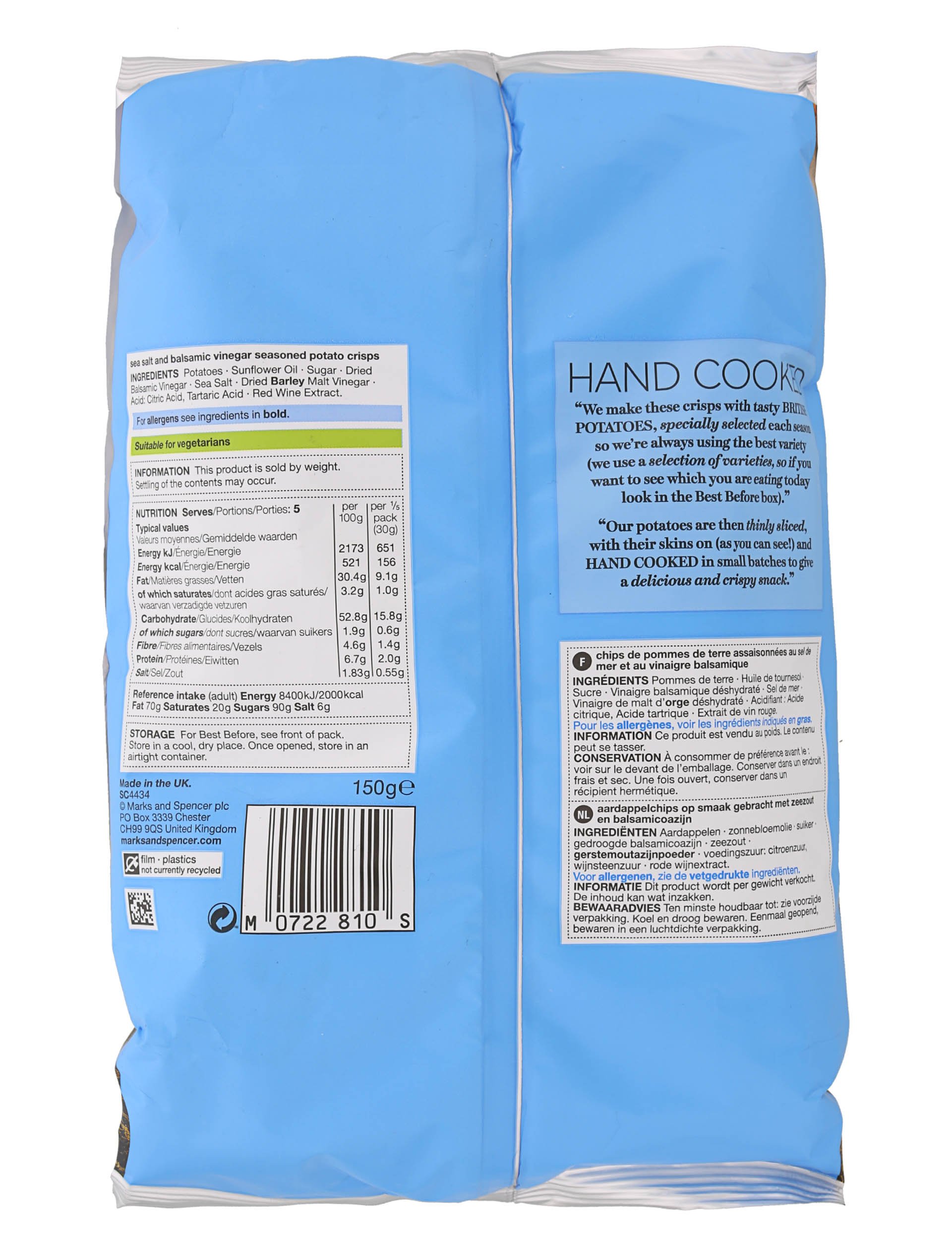 Hand Cooked Sea Salt & Balsamic Vinegar Crisps