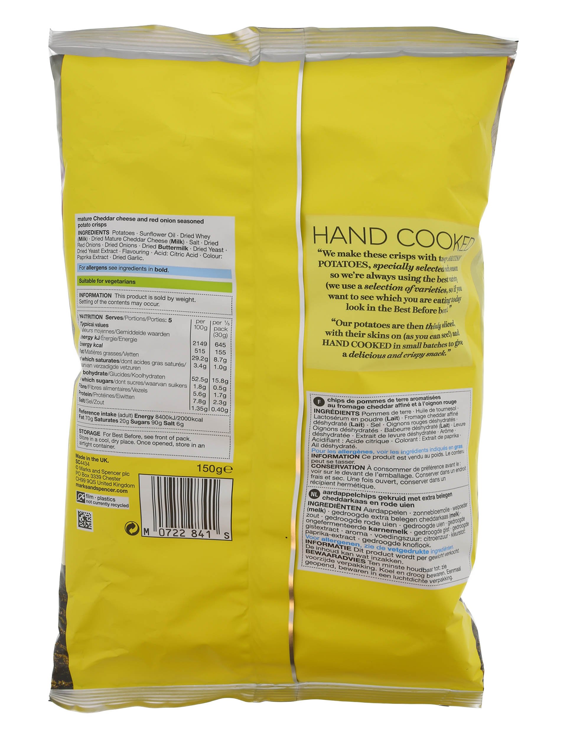 Hand Cooked Mature Cheddar & Red Onion Crisps
