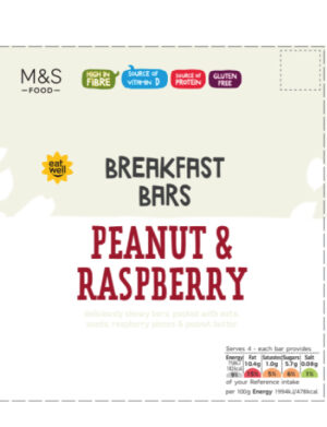 Peanut Butter and Raspberry Breakfast Bar