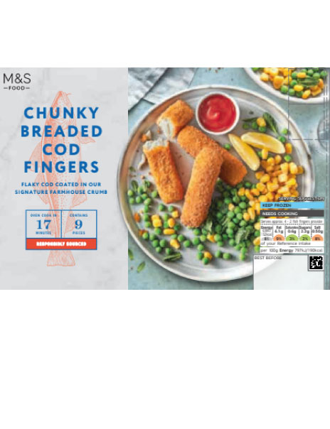 9 Chunky Breaded Cod Fish Fingers 9 Chunky Breaded Cod Fish Fingers